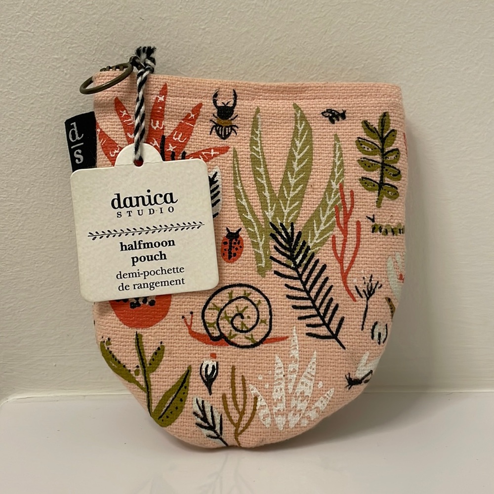 Danica Studio | Halfmoon Pouch with zipper | Small world 🐌🐞🌿 | NWT